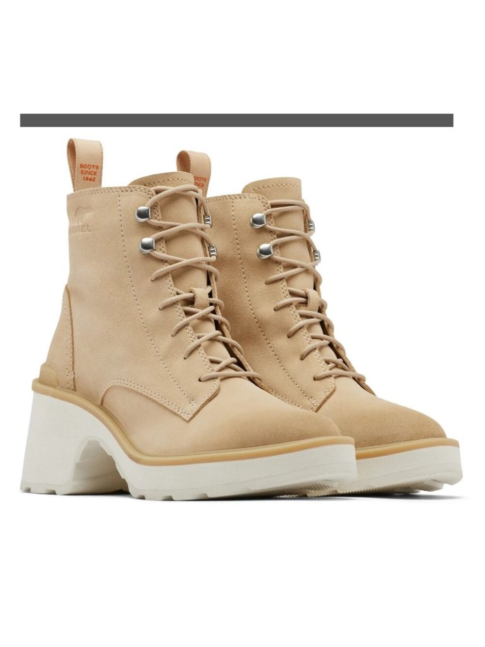 Sorel Hi-Line Heel Lace Up Women's Waterproof Suede Ankle Boots Ceramic Size 9.5